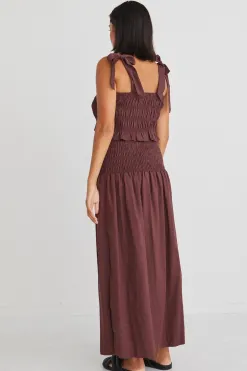 Ivy + Jack Seville Raisin Shirred Waist Maxi Skirt