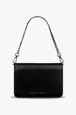 Status Anxiety She Burns Black Leather Crossbody Bag