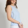 RE:UNION Label Shoreline Light Blue Linen Bias Sleeveless Shell Top