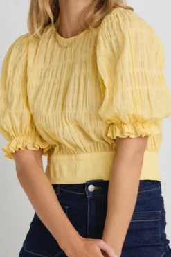 Ivy + Jack Siena Butter Shirred Cotton Tie Back SS Top