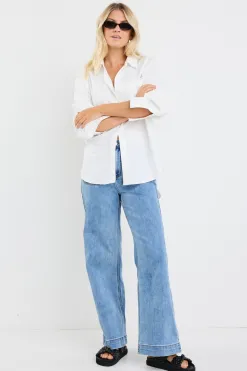 Stories be Told Signature Ivory Oxford Oversized Shirt