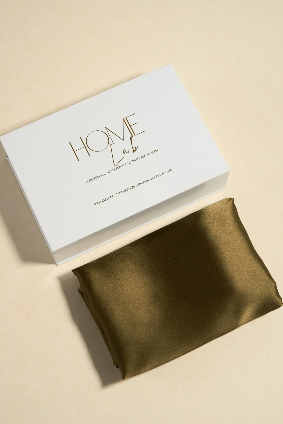 Home Lab 100% Silk Beauty Pair Pillowcases Olive 48x73cm