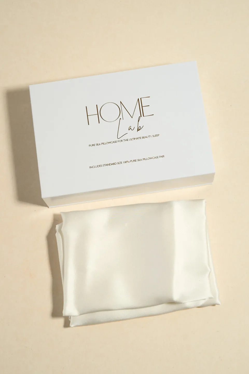 Home Lab 100% Silk Beauty Pair Pillowcases Milk 48x73cm