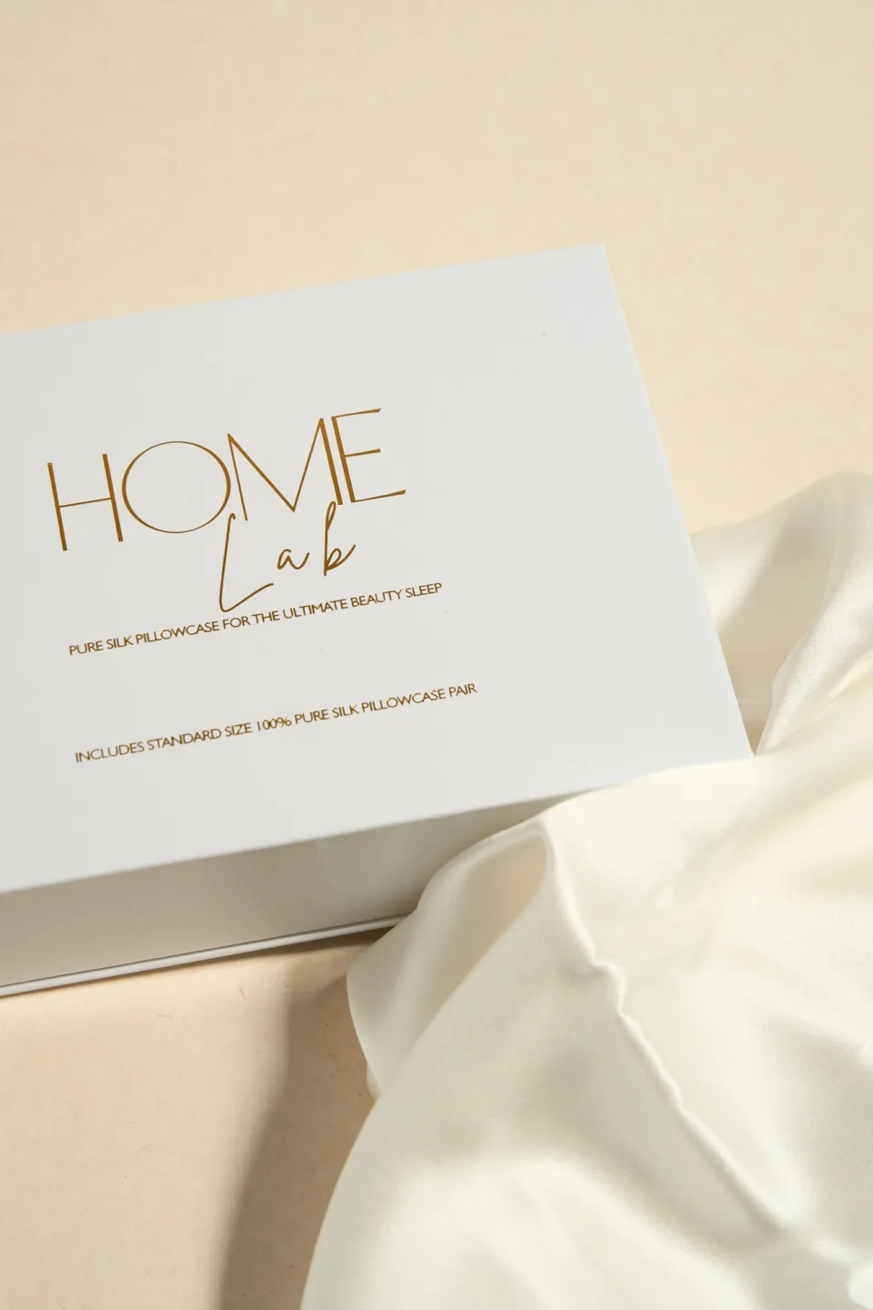 Home Lab 100% Silk Beauty Pair Pillowcases Milk 48x73cm