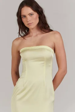 Charlie Holiday Sinead Lemon Strapless Midi Dress