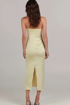 Charlie Holiday Sinead Lemon Strapless Midi Dress