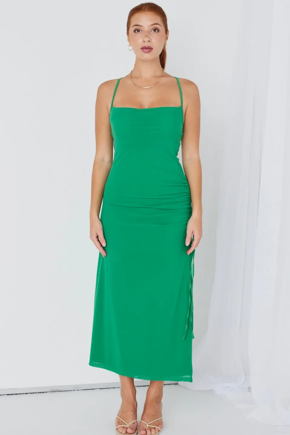 Georgia Mae Siren Bright Green Ruched Side Party Dress