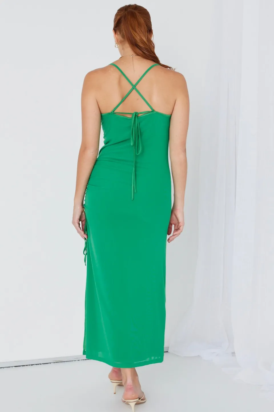 Georgia Mae Siren Bright Green Ruched Side Party Dress