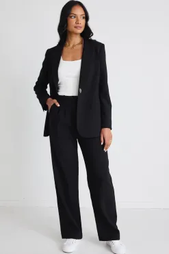 Among the Brave Sister Black Textured Wide Leg Pants