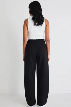 Among the Brave Sister Black Textured Wide Leg Pants