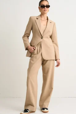 Among the Brave Sister Camel Textured Wide Leg Pants