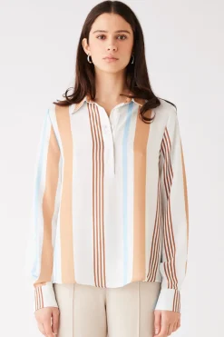 Esmaee Skyline White Stripe LS Top