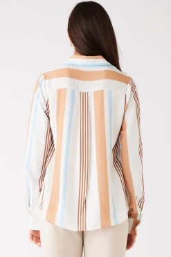 Esmaee Skyline White Stripe LS Top