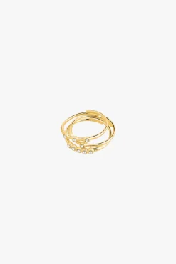 Pilgrim Sloan Gold EOL Crystal Recycled Rings set 3