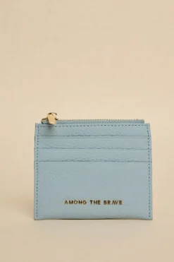 Among the Brave Small Blue Leather Card Holder