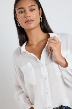 By Rosa. Sojourn Ivory Ramie Oversized Coverup Shirt