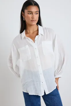 By Rosa. Sojourn Ivory Ramie Oversized Coverup Shirt