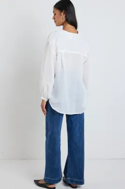 By Rosa. Sojourn Ivory Ramie Oversized Coverup Shirt