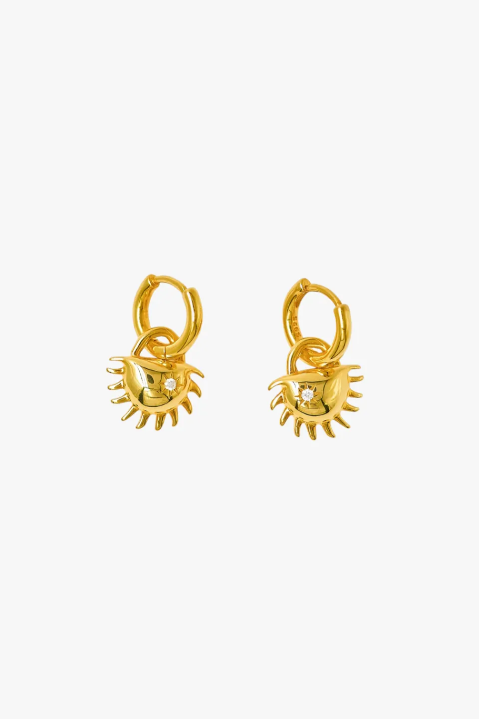 Brie Leon Solida Charm 18k Gold Plated Huggie Earrings