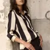 Among the Brave Solidify Black Sand Stripe LS Blouse