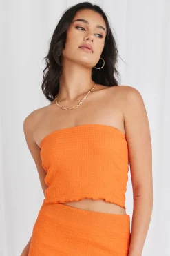 Love Lulu Solo Orange Zigzag Knit Tube Top