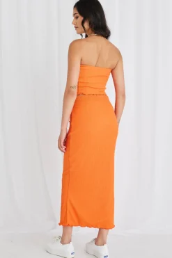 Love Lulu Solo Orange Zigzag Knit Tube Top