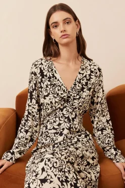 Esmaee Songbird Black Floral Midi Dress