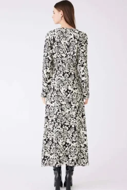 Esmaee Songbird Black Floral Midi Dress