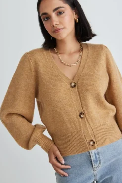 Among the Brave Spirited Gold Cropped Knit Cardigan