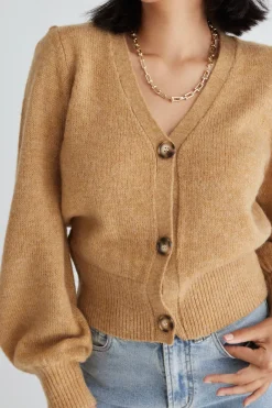 Among the Brave Spirited Gold Cropped Knit Cardigan