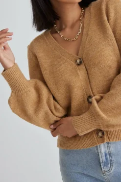 Among the Brave Spirited Gold Cropped Knit Cardigan
