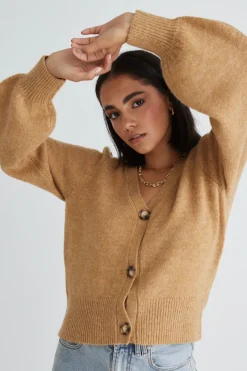 Among the Brave Spirited Gold Cropped Knit Cardigan