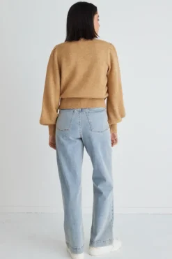 Among the Brave Spirited Gold Cropped Knit Cardigan