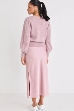 Among the Brave Spirited Pink Fusion Balloon Sleeve Cropped Cardigan