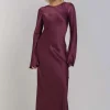 Blak Sprinkle Of Magic Plushy Purple LS Satin Maxi Dress