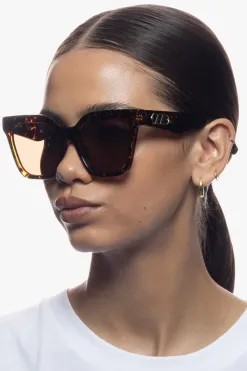 Le Specs Star Glow Dark Tort Brown Large Mono Lens Sunglasses