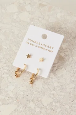 Humble + Heart Star Sleeper Stud Set Gold Earrings