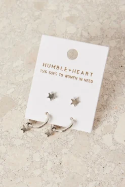Humble + Heart Star Sleeper Stud Set Rhodium Earrings