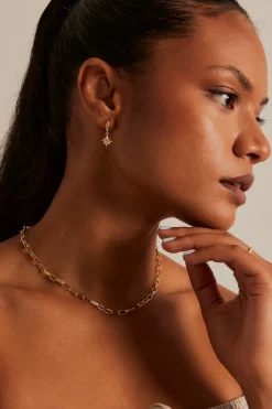 Humble + Heart Stardust Pendant Gold Huggie Earrings