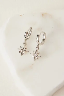 Humble + Heart Stardust Pendant Rhodium Huggie Earrings
