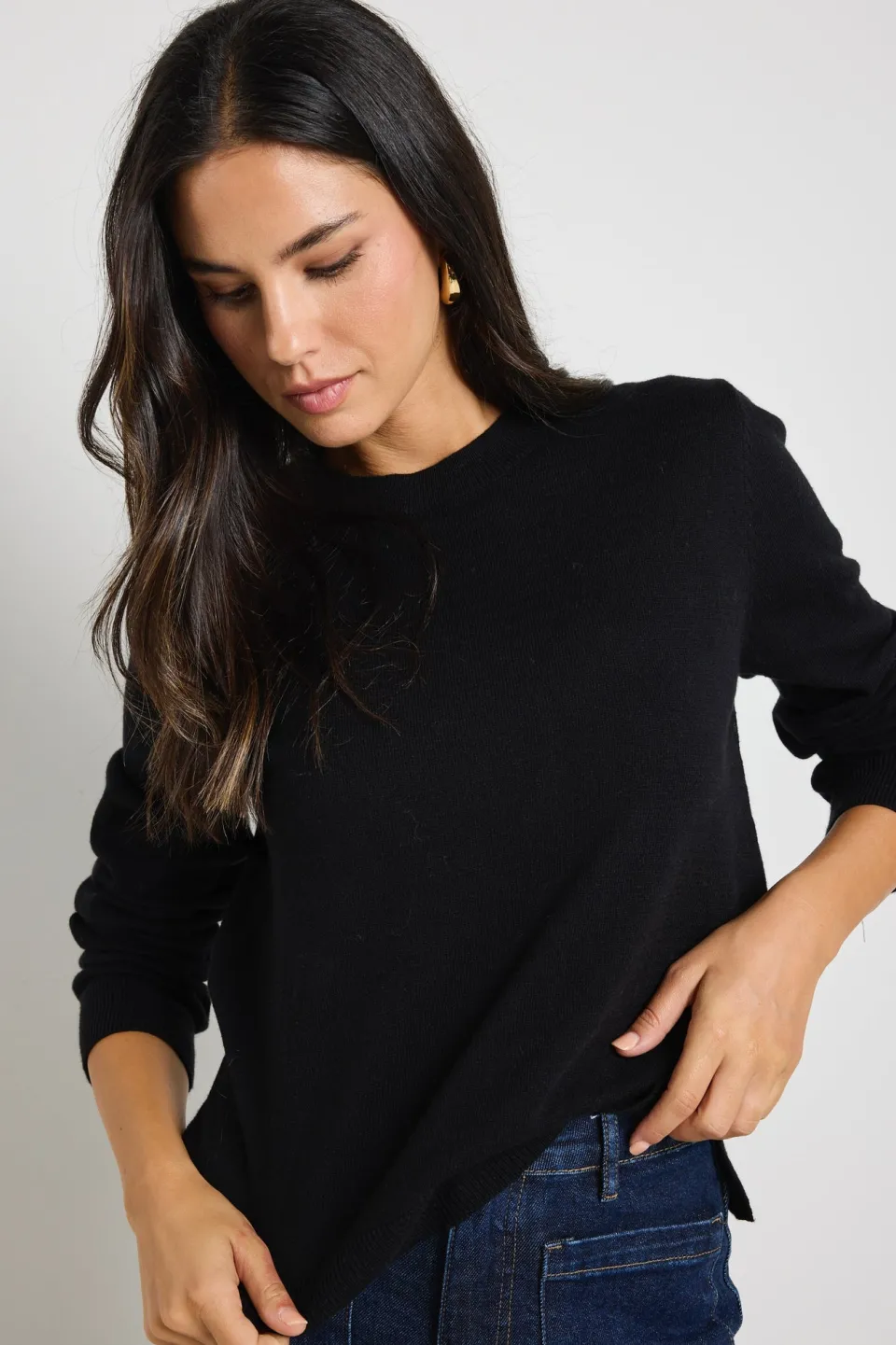 By Rosa. Staycation Black Fine Gauge Cashmere Blend Knit Jumper