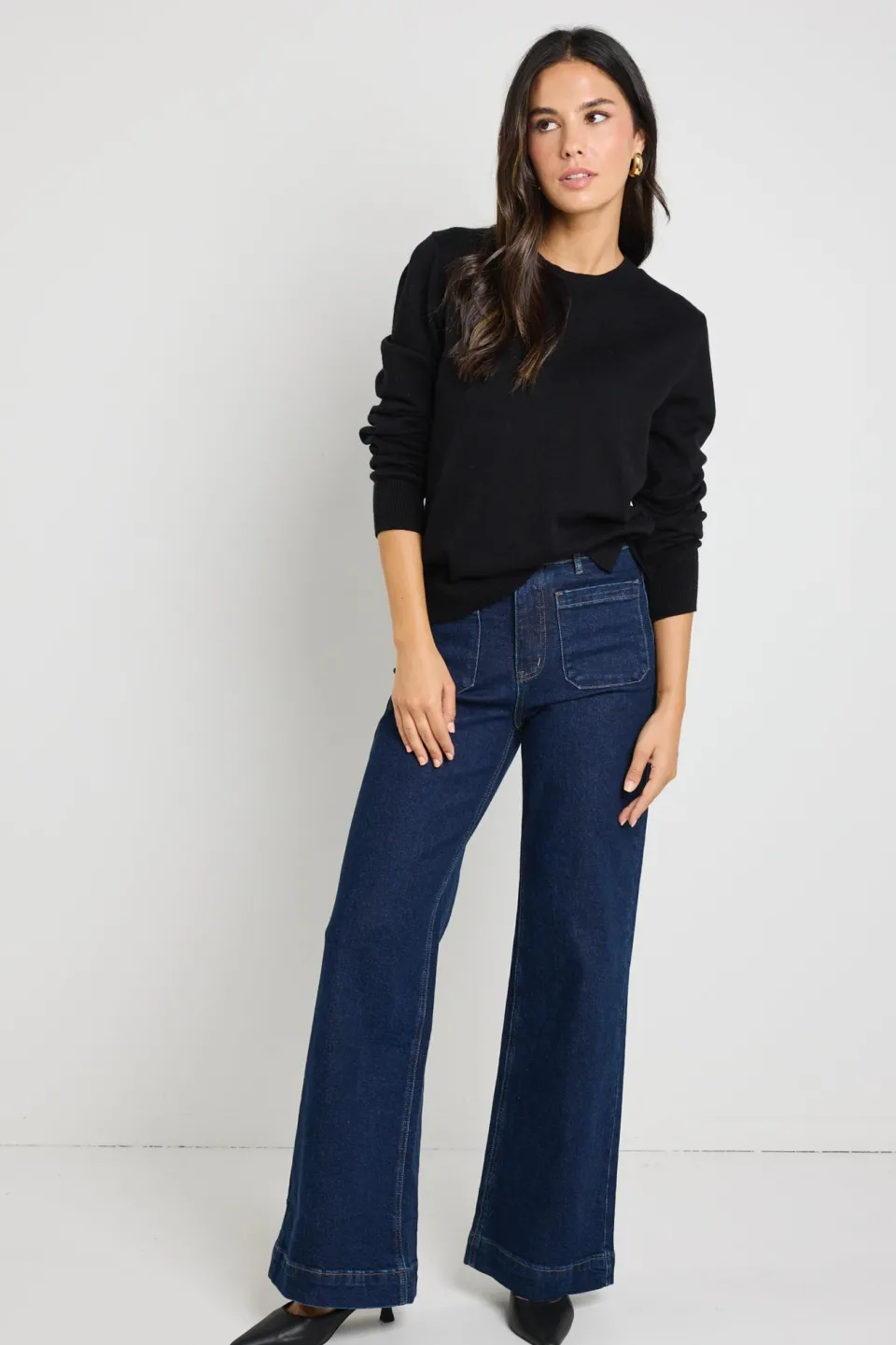 By Rosa. Staycation Black Fine Gauge Cashmere Blend Knit Jumper