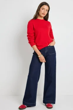 By Rosa. Staycation Red Fine Gauge Cashmere Blend Knit Jumper