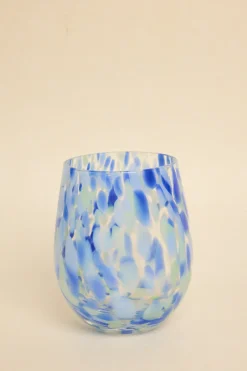 Willow u0026 Mae Stemless Blue Green Splatter Wine Glass