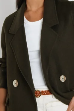 By Rosa. Stockholm Khaki Wool Double Breasted Coat