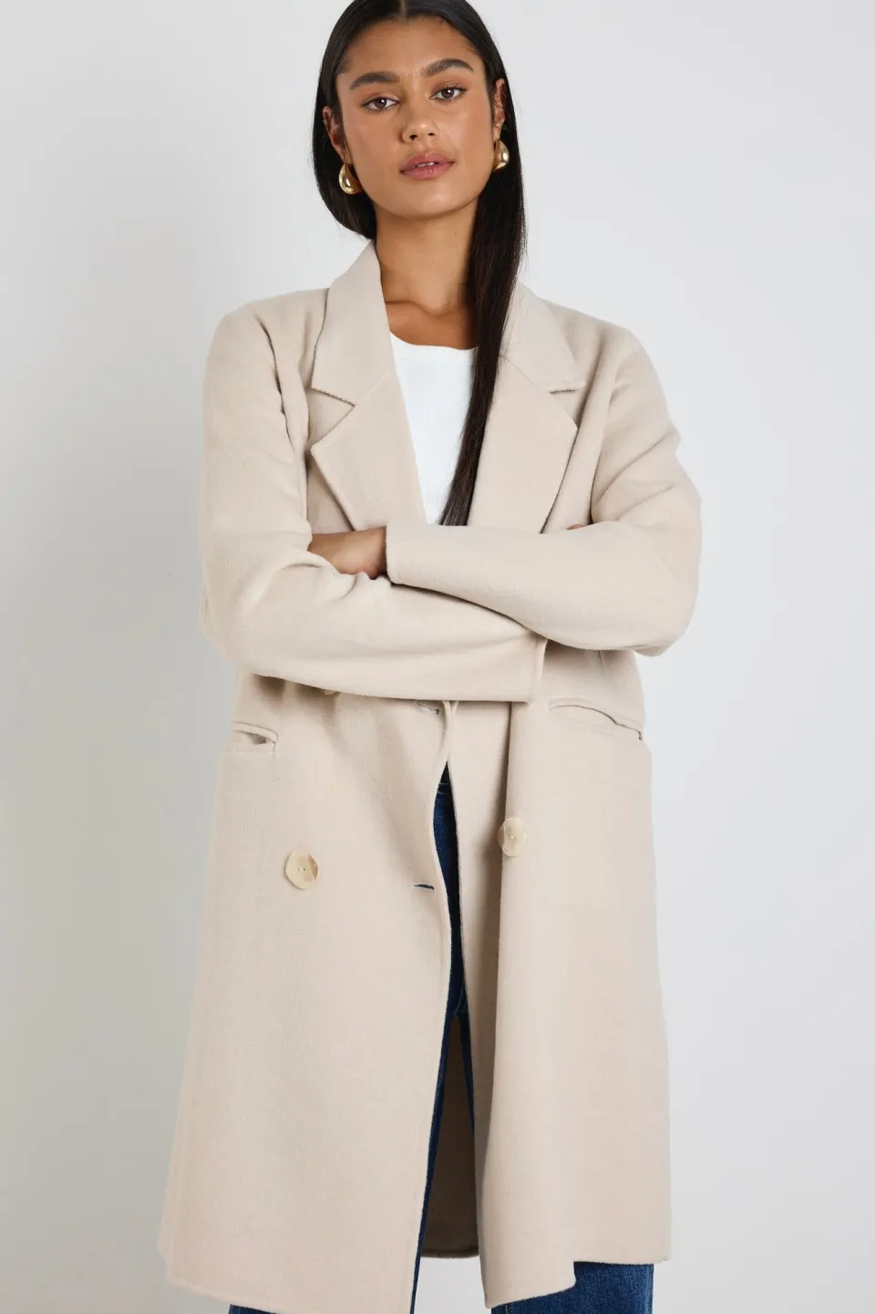 By Rosa. Stockholm Pumice Wool Blend Double Breasted Coat