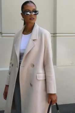 By Rosa. Stockholm Taupe Wool Blend Double Breasted Coat