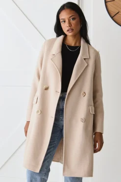 By Rosa. Stockholm Taupe Wool Blend Double Breasted Coat