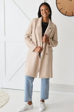 By Rosa. Stockholm Taupe Wool Blend Double Breasted Coat