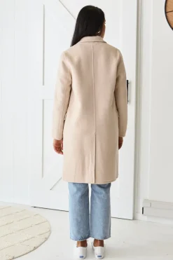 By Rosa. Stockholm Taupe Wool Blend Double Breasted Coat
